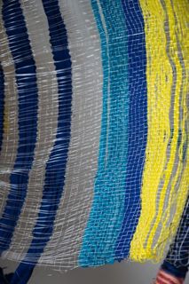 "A bit too close aren't you?" Keeping people at bay with a large hoopy dress Monofilament double weave with textile scraps, pvc pipe etc